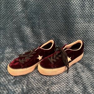 Converse Velvet Sneakers in Deep Red